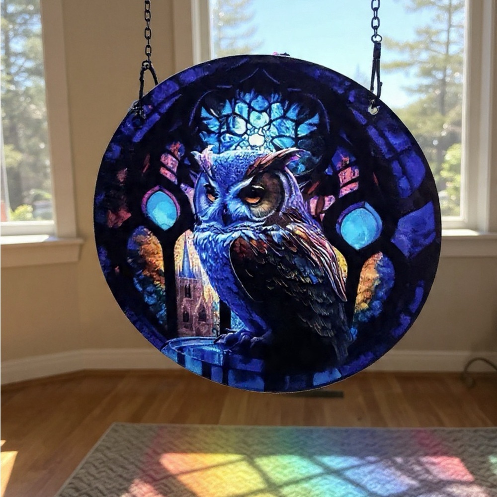 Blue Owl Sun Catchers Hanging Art - Unbranded